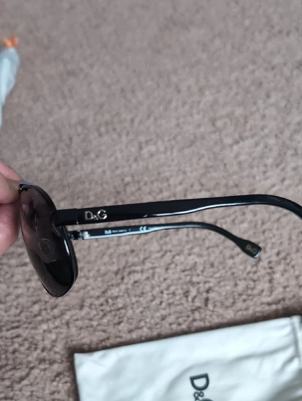 D&G Black Aviator Sunglasses with Dark Lenses